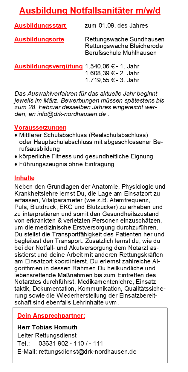 Ausbildung NotSan Rückseite Ausbildung NotSan Rückseite